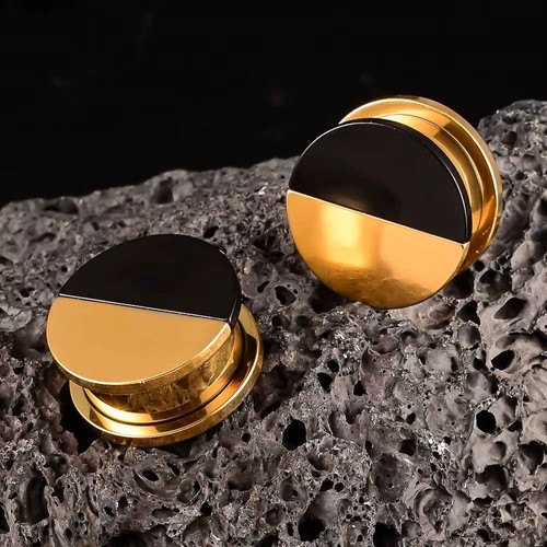Ohrtunnel plug gold schwarz - ohrtunnel,